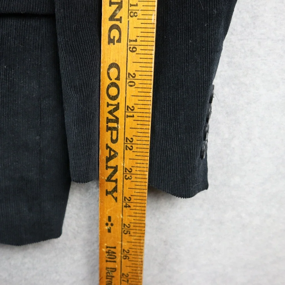 Perry Ellis Portfolio Blazer Mens 40S Slim Fit Black Corduroy Elbow Patches
